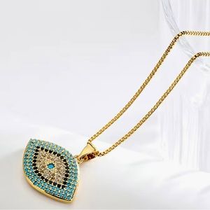 Gorgeous 18k gold plated dark eye zircon copper necklace